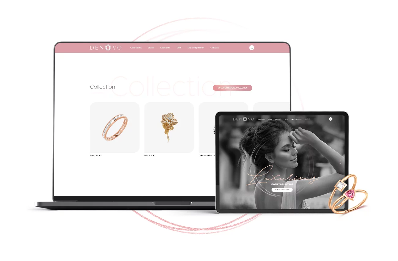 Luxurious jewelry collections for women - Denovo Jewels - Website Design and Web Development - Element8 Dubai